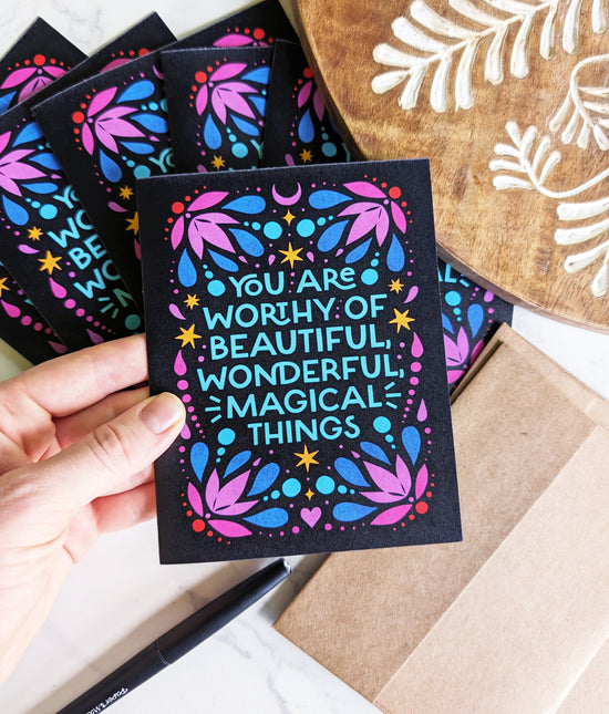 Eco-Friendly "You are worthy..." Colorful Floral Cards