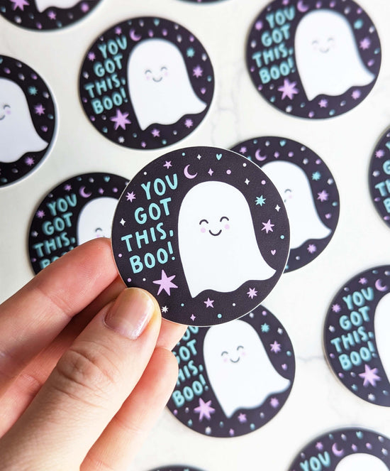 "You Got This Boo" Cute Little Ghost Circle Sticker