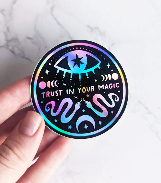 "Trust In Your Magic" Celestial Snakes Holographic Sticker