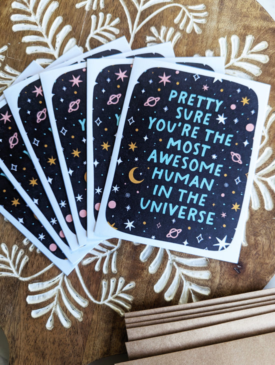 "Most Awesome Human in the Universe" Night Sky Eco-Friendly Greeting Cards