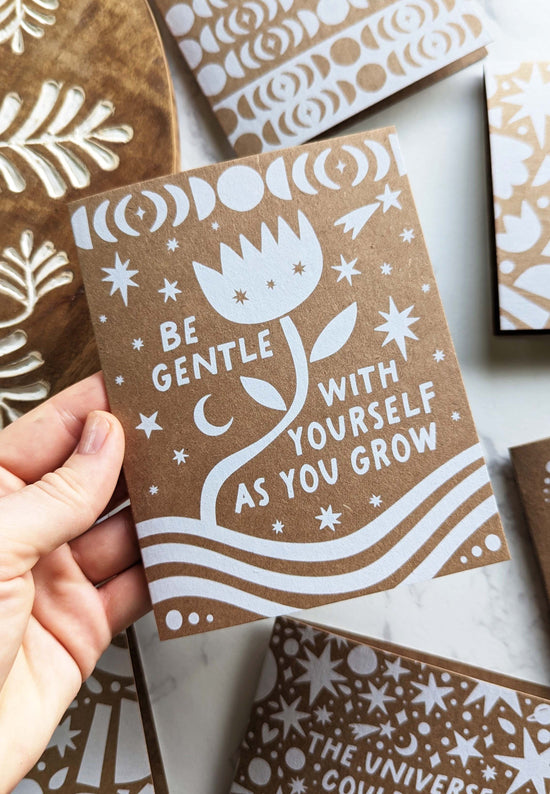 "Be gentle with yourself as you grow" Eco-Friendly Kraft Cards