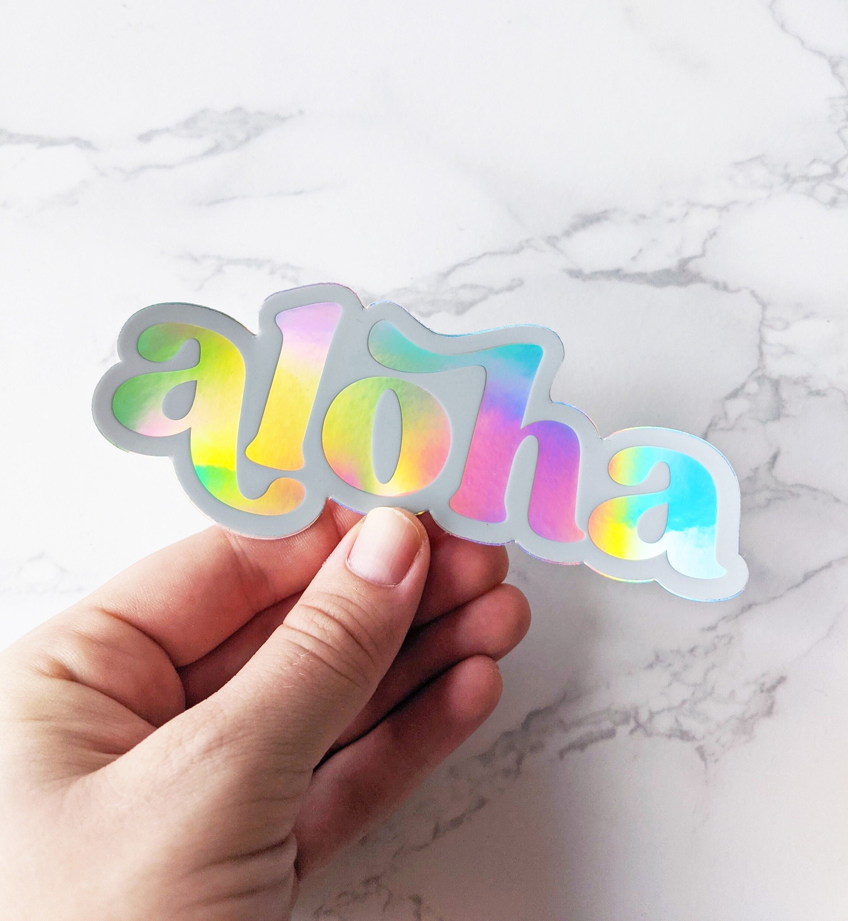 Aloha Holographic Vinyl Sticker Color Oasis Hawaii