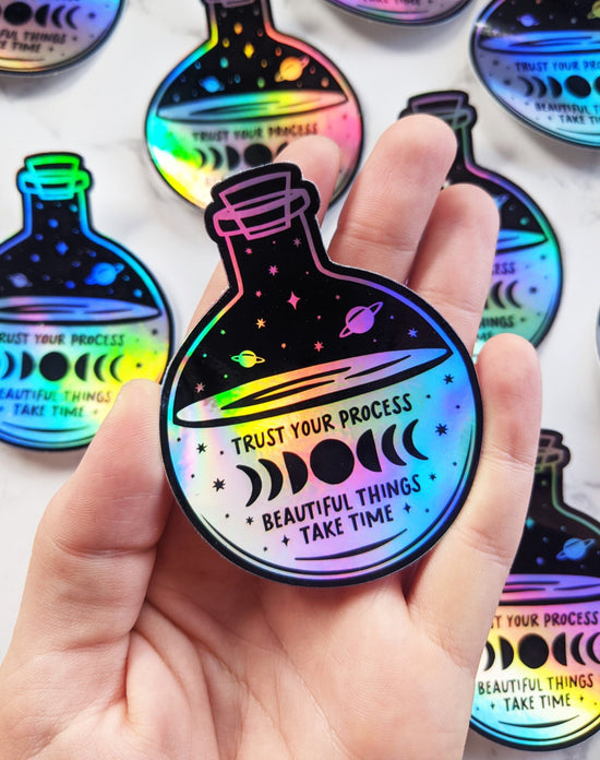 "Trust Your Process" Holographic Mystical Potion Bottle Vinyl Sticker