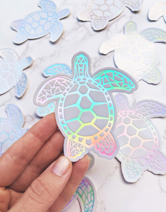 Rainbow Holographic Honu Sea Turtle Sticker