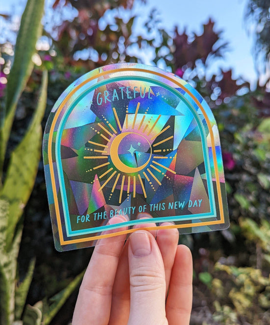 "Grateful for the beauty of this new day" Rainbow Suncatcher