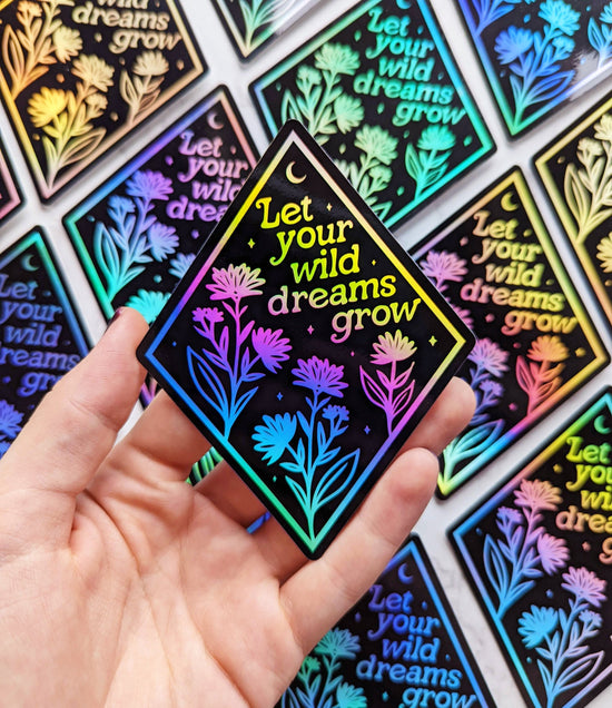 Holographic "Wild Dreams" Wildflowers Sticker