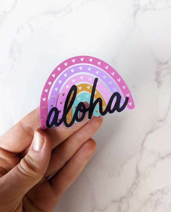 Clear Rainbow Aloha Sticker