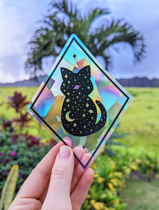 Celestial Cat Rainbow Making Suncatcher Sticker