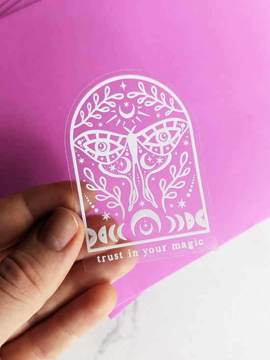 "Trust in your magic" Luna Moth Clear Vinyl Sticker