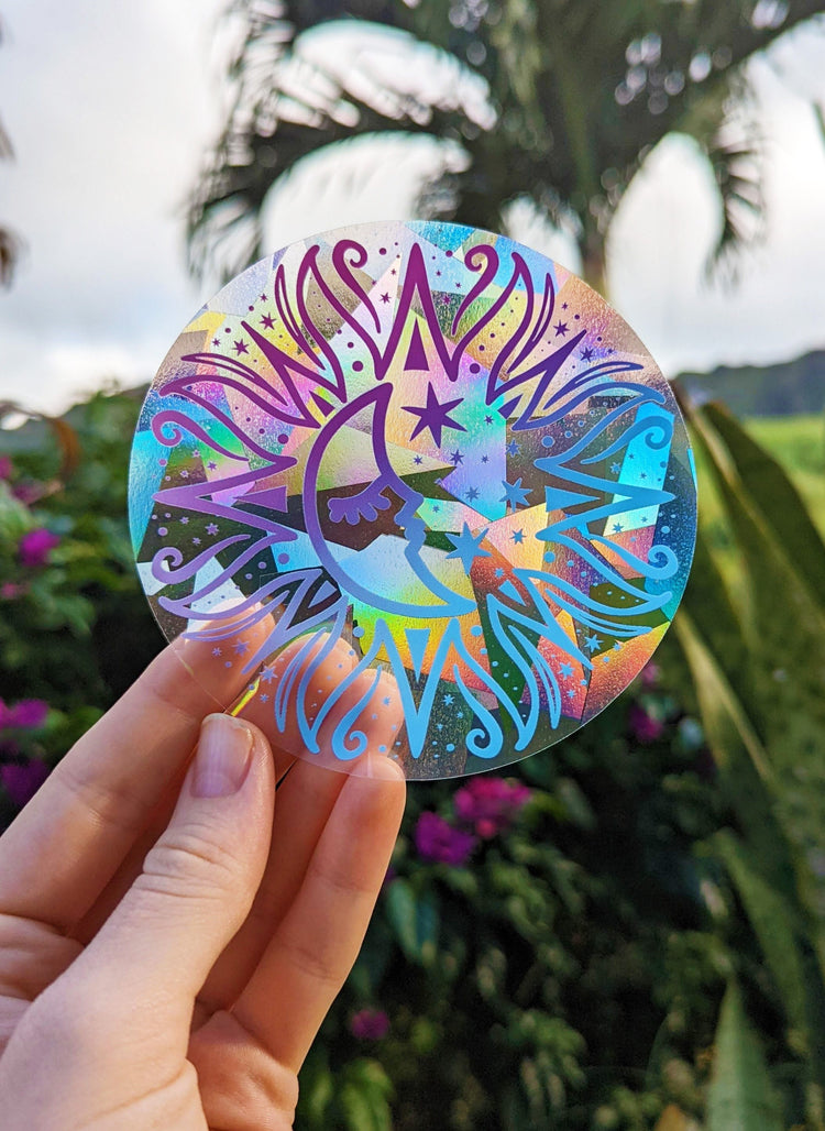 Sleepy Moon Rainbow Making Suncatcher Sticker, Celestial Sun Catchers –  Color Oasis Hawaii