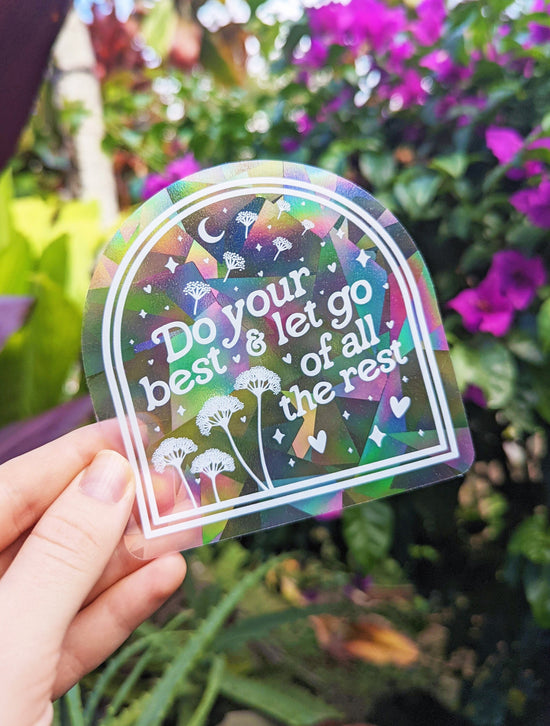 "Do your best and let go of all the rest" Dandelions Suncatcher Sticker