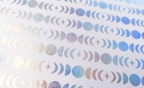 Moon Phase Rainbow Holographic Foil Washi Tape