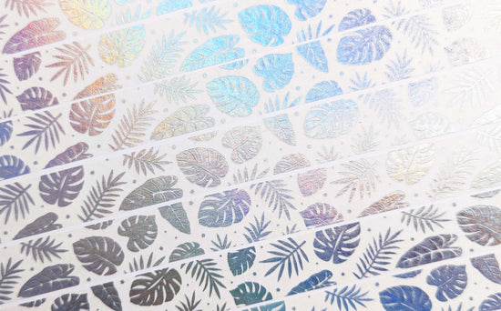 White Holographic Tropical Plant Monstera Washi Tape