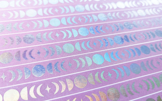 Moon Phase Rainbow Holographic Washi Tape