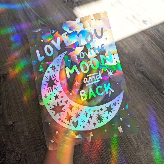LARGE Rainbow Suncatcher Sticker "Love you..."