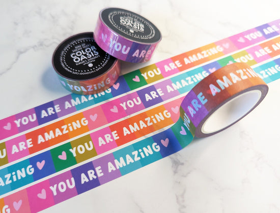"You are amazing" Rainbow Stripes Washi Tape