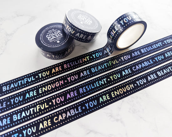 Healing Affirmations Washi Tape with Holographic Foil