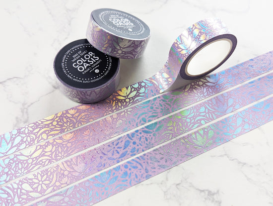 Pastel Aesthetic Floral Holographic Washi Tape