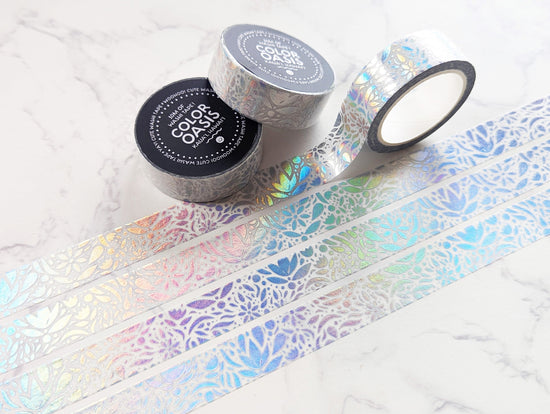 Holographic Elegant Floral Pattern Washi Tape