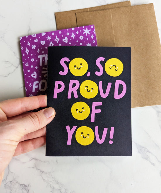 "So, so proud of you" Recycled Congrats Greeting Cards