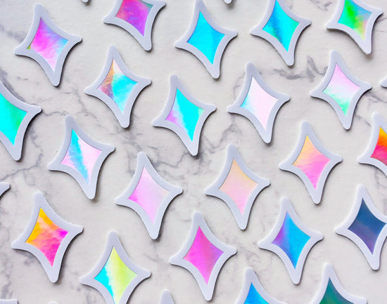 Mini Sparkle Star Stickers Rainbow Holographic