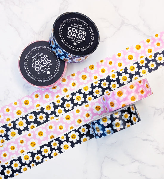 Cute Daisies Washi Tape in Black or Pink