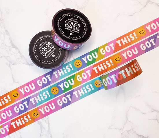 "You got this!" Cute Happy Rainbow Smiling Faces Washi Tape