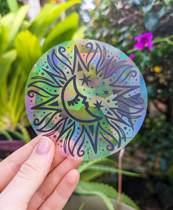 Sun & Moon Rainbow Suncatcher Window Decal Sticker